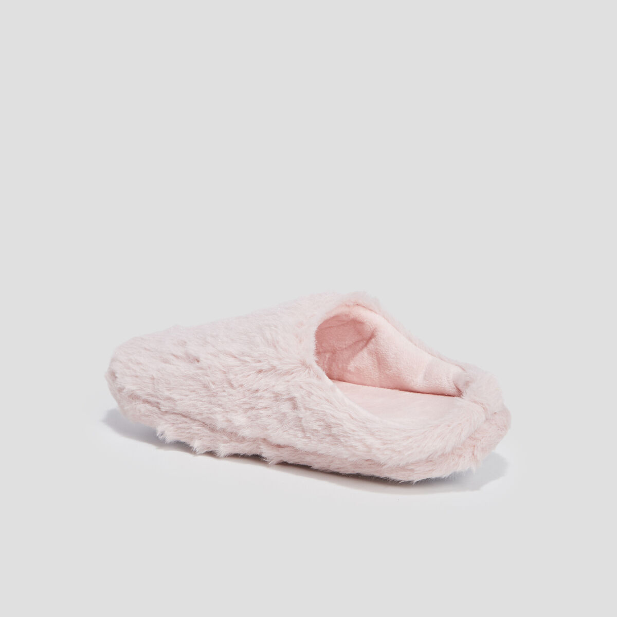 Chaussons mules fausse fourrure rose femme