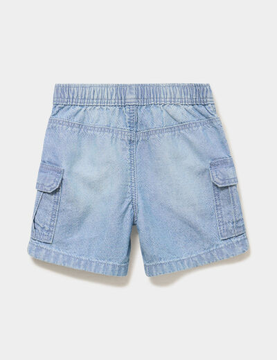 Bermuda en jean cargo coton denim triple stone b&eacute;b&eacute; gar&ccedil;on