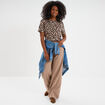 T-shirt coton col rond manches courtes sable femme