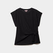 Top broderie anglaise nou&eacute; &agrave; la taille noir femme
