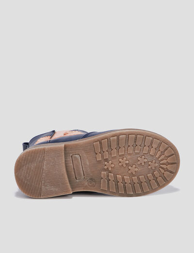 Bottines zippées bout rond bleu marine fille