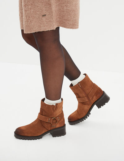 Bottines crantées en cuir Creeks marron femme
