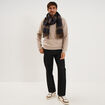 Pull col rond manches longues taupe homme