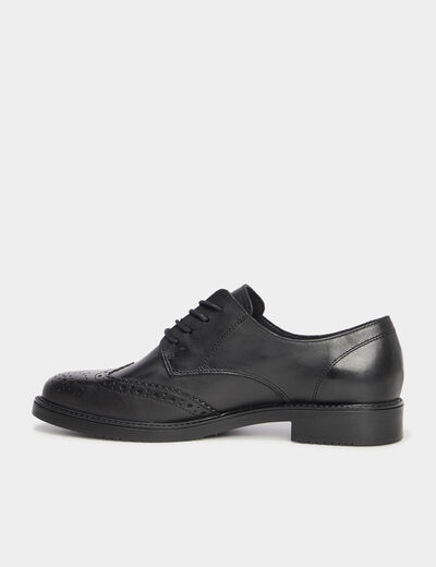 Derbies à lacets en cuir noir femme