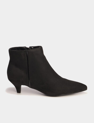 Boots effet su&eacute;dine kitten heels 2 cm noir femme