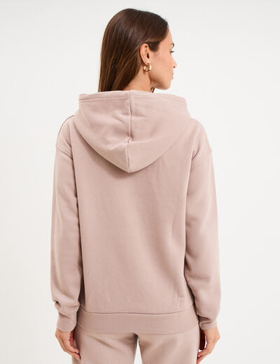 Sweat hoodie molleton &agrave; capuche marron clair femme