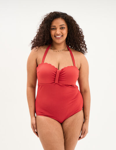Maillot de bain une pi&egrave;ce dos nu rouge femme grande taille