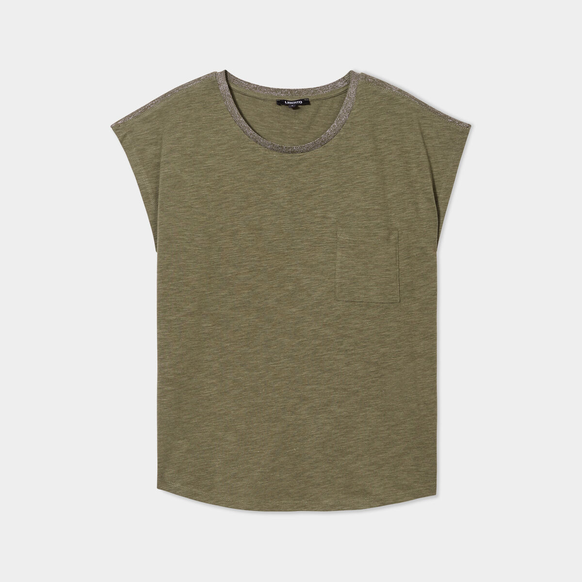 T-shirt manches courtes 1 poche Liberto vert kaki femme