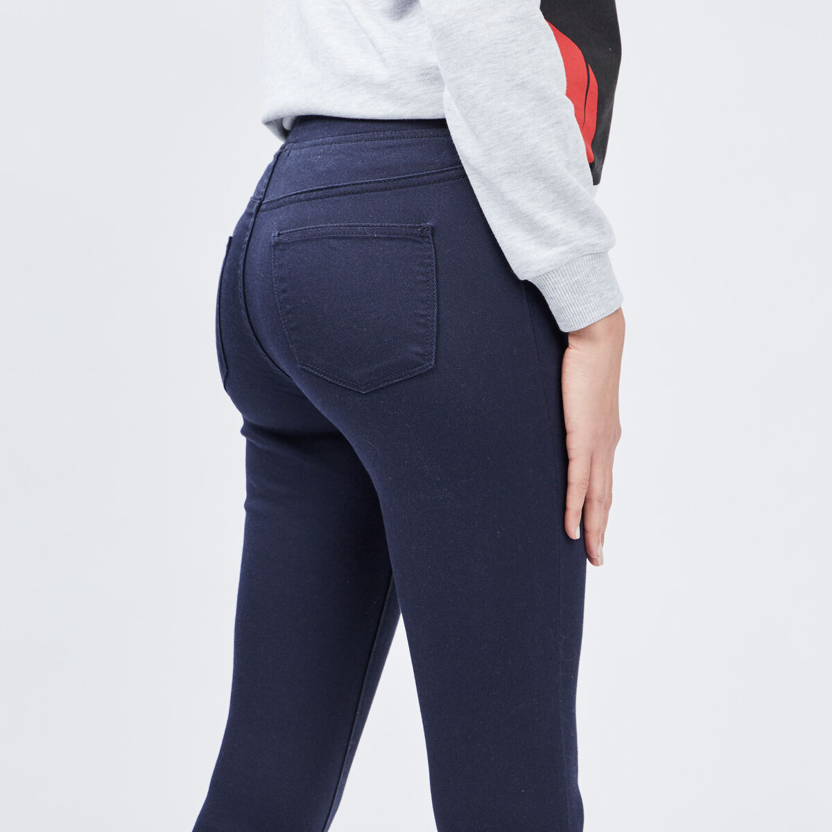 Jegging skinny taille basse bleu marine femme