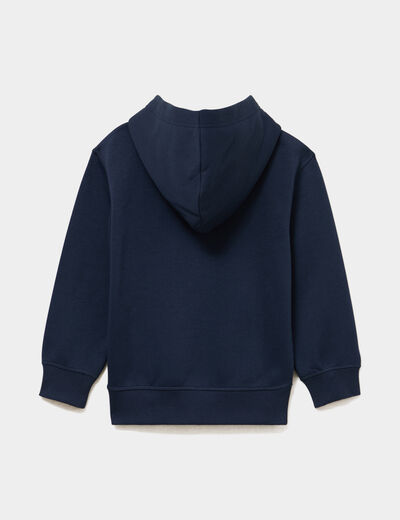 Sweat hoodie oversize 1 poche bleu marine gar&ccedil;on