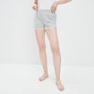 Short droit taille élastiquée gris clair femme