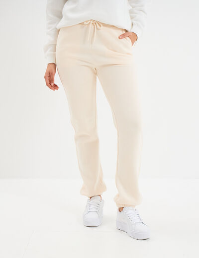 Pantalon jogging droit molleton sable femme