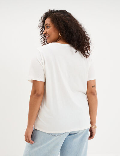 T-shirt manches courtes col rond coton blanc femme grande taille