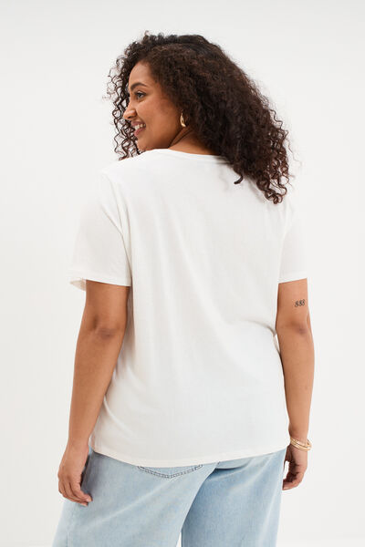 T-shirt manches courtes col rond coton blanc femme grande taille
