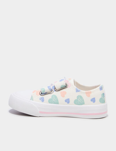 Tennis basses en toile bout renforc&eacute; multicolore fille