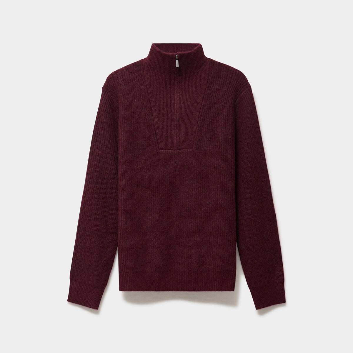Pull avec col camionneur c&ocirc;tel&eacute; prune homme