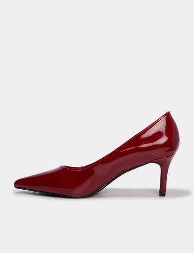 Escarpins vernis &agrave; talons aiguilles rouge fonc&eacute; femme