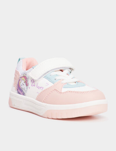 Tennis basses à scratchs blanc fille