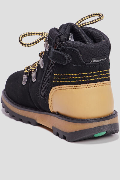 Bottines en cuir Kickers Kicknature noir garçon