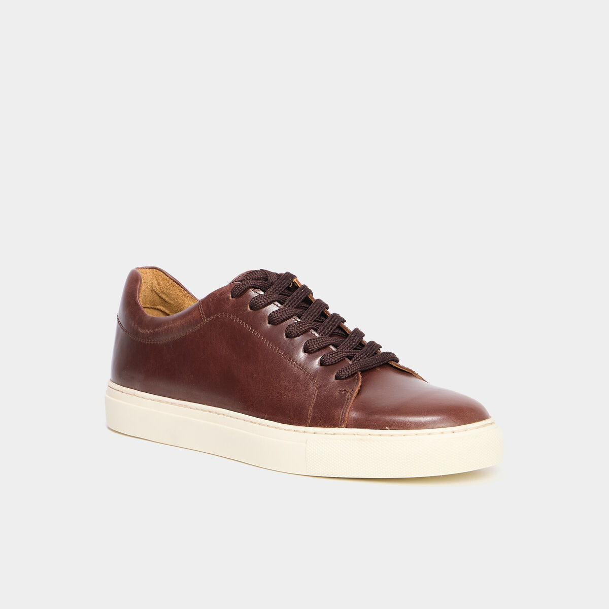 Tennis basses en cuir marron homme