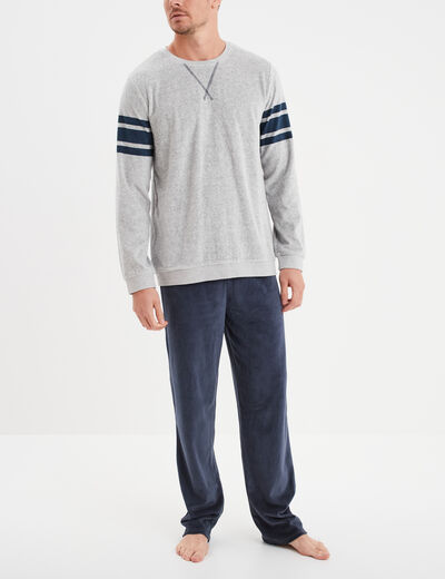 Ensemble pyjama 2 pièces gris homme