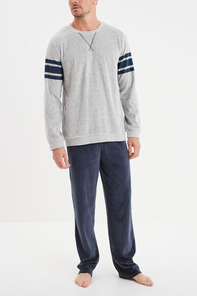 Ensemble pyjama 2 pi&egrave;ces gris homme