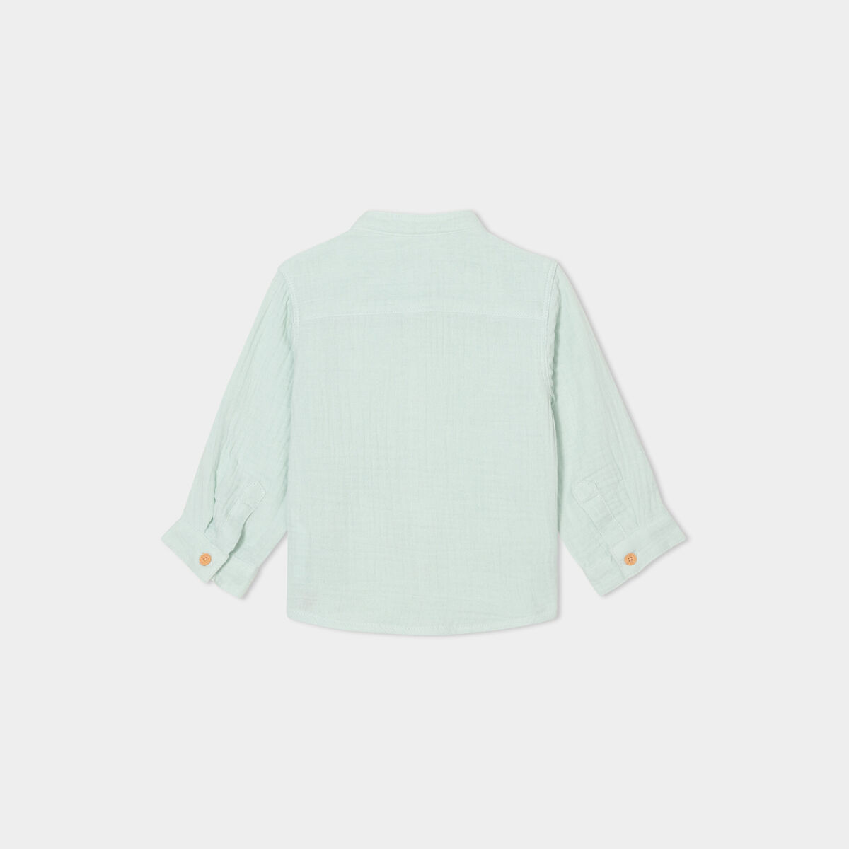Chemise col mao en gaze de coton vert clair b&eacute;b&eacute; gar&ccedil;on