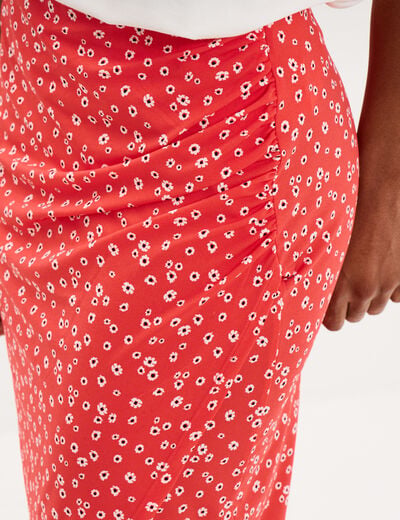 Jupe longue portefeuille stretch rouge coquelicot femme