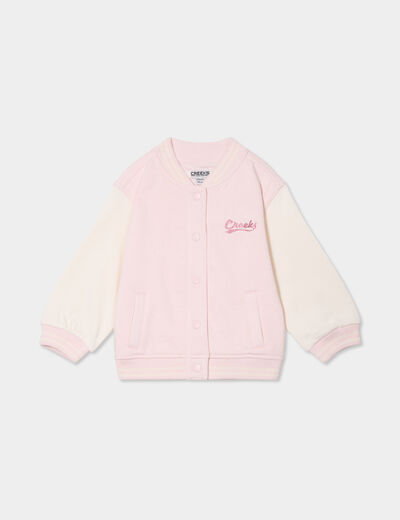 Veste teddy boutonnée rose clair bébé fille