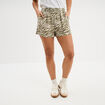 Short fluide taille &eacute;lastiqu&eacute;e vert kaki femme