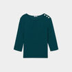 T-shirt manches 3/4 col rond coton vert foncé femme