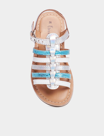 Sandales brides irisées en cuir Creeks bleu fille
