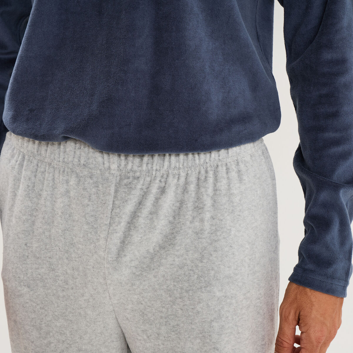 Ensemble pyjama velours t-shirt pantalon bleu homme