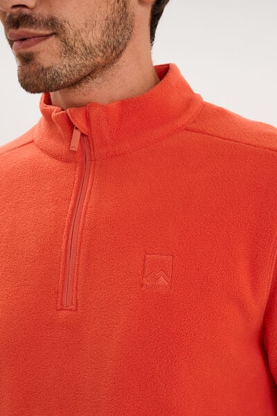 Sweat polaire col camionneur rouge homme