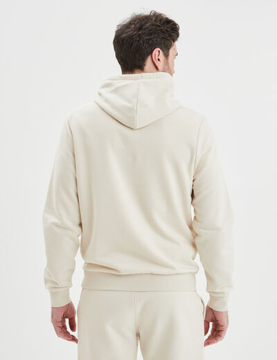 Sweat molleton à capuche hoodie ecru homme