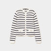 Gilet effet ajour&eacute; manches longues coton ecru femme