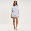 Ensemble pyjama chemise et short coton bleu ciel femme