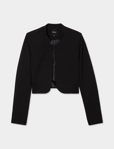 Veste droite cropped manches longues noir femme