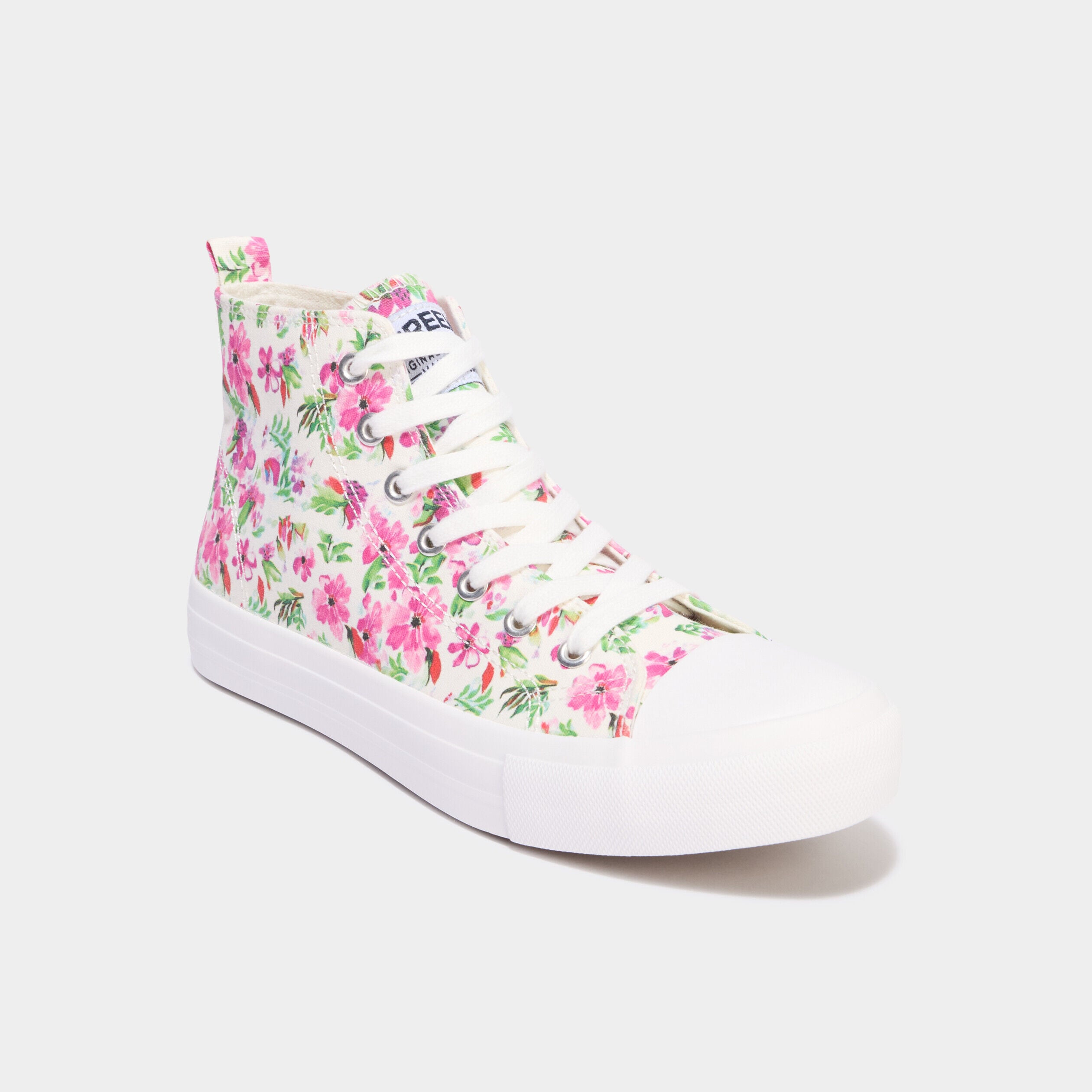 Tennis montantes en toile rose femme