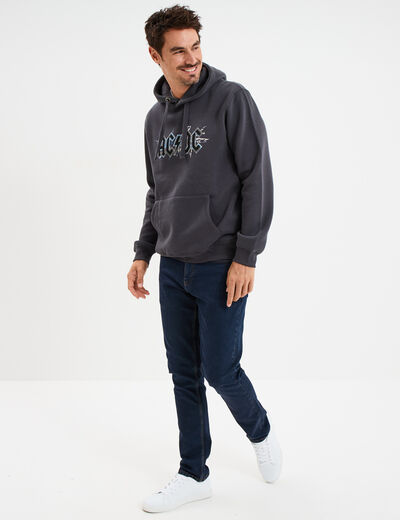 Sweat hoodie 1 poche AC/DC gris fonc&eacute; homme