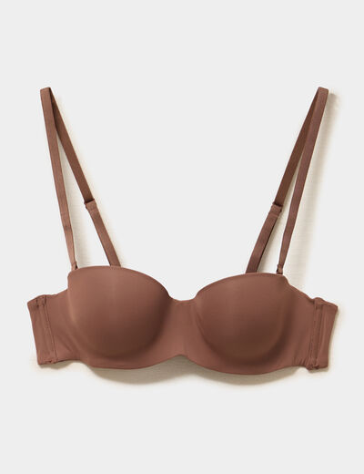 Soutien-gorge bandeau microfibre marron femme