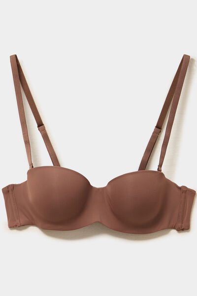Soutien-gorge bandeau microfibre marron femme