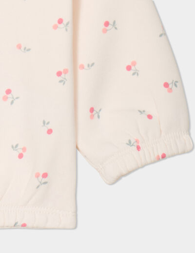 Sweat oversize manches longues col rond creme bébé fille