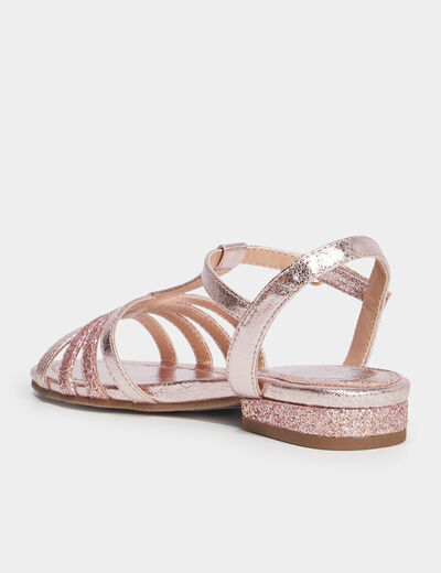 Sandales irisées à paillettes rose fille