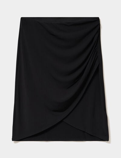 Jupe tulipe courte taille &eacute;lastiqu&eacute;e noir femme