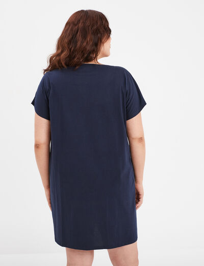 Chemise de nuit manches courtes Stitch bleu marine femme grande taille