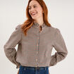 Chemise &agrave; volants manches longues bordeaux femme