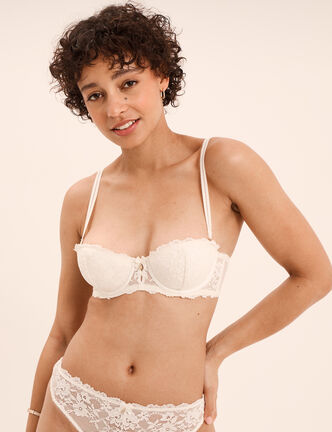 Soutien-gorge bandeau avec coques blanc femme