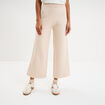 Pantalon tricot taille &eacute;lastiqu&eacute;e beige femme