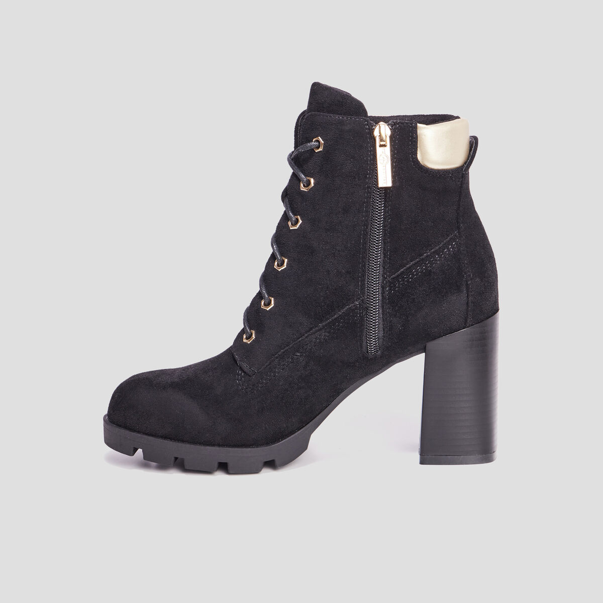 Bottines à talons à lacets noir femme